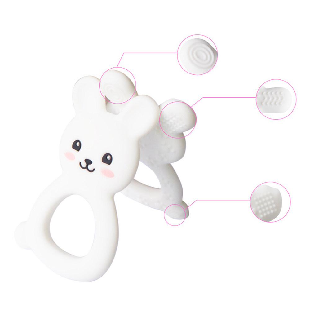 Bunny design BPA free food grade silicone rubber newborn baby teething toy